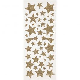 Glitterstickers, stjärnor, ark 10x24 cm, guld, 2 ark/ 1 förp. [HOB-29110]