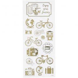 Stickers, jorden runt, ark 10x24 cm, guld, 1 ark [HOB-29144]