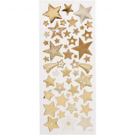 Stickers, stjärnor, ark 10x24 cm, guld, 1 ark [HOB-29152]