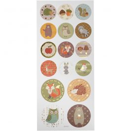 Stickers, skogsdjur, ark 10x23 cm, 1 ark [HOB-29160]