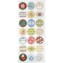 Stickers, julbroderi, ark 10x23 cm, 1 ark [HOB-29162]