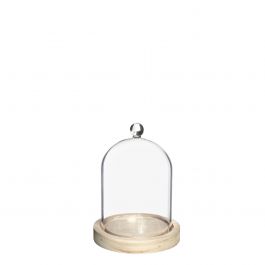 Glaskupa med glasknopp med träbas Ø12 h.15 cm (1 st) [IFS-29312]