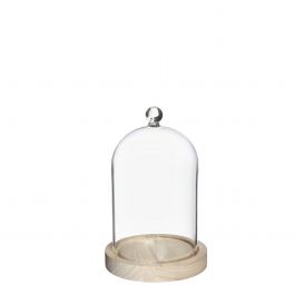 Glaskupa med glasknopp med träbas Ø12 h.18 cm (1 st) [IFS-29313]