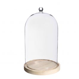 Glaskupa med glasknopp med träbas Ø17 h.28 cm (1 st) [IFS-29315]