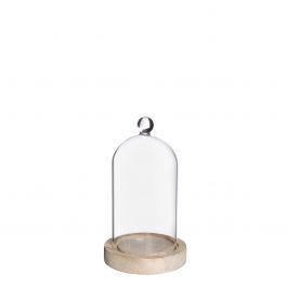 Glaskupa med glasknopp med träbas Ø10 h.17 cm (1 st) [IFS-29318]
