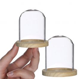 Glasburk Ø8cm och 8cm hög med trä (6 st.) [IFS-29419]