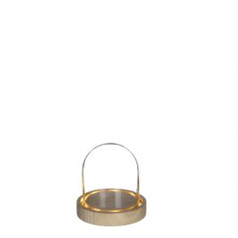 LED-glasburk med träfot Ø10cm (1 st.) [IFS-29491]