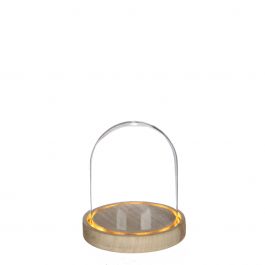LED-glasburk med träfot Ø12cm (1 st.) [IFS-29492]