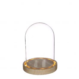 LED-glasburk Ø12cm med träfot (1 st.) [IFS-29493]