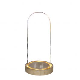 LED-glasburk med träfot Ø10cm (1 st.) [IFS-29499]
