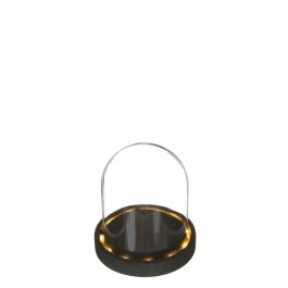 LED-glasburk med svart träfot Ø12cm (1 st.) [IFS-29592]