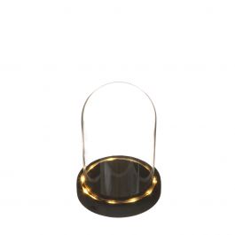 LED-glasburk med svart träfot Ø12cm (1 st.) [IFS-29593]