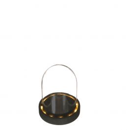 LED-glasburk Ø10cm med svart träfot (1 st.) [IFS-29598]