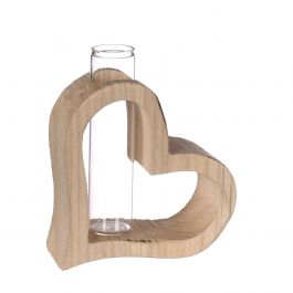 Hjärtformat trä med provrör 10 x 5 h.11 cm (6 st) [IFS-29638]