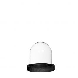 Glasklocka med svart träfot Ø10cm H. 10 cm (1 st.) [IFS-29821]
