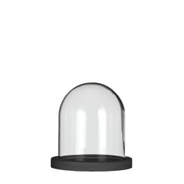 Glasklocka med svart träfot Ø12cm H.13cm (1 st.) [IFS-29822]