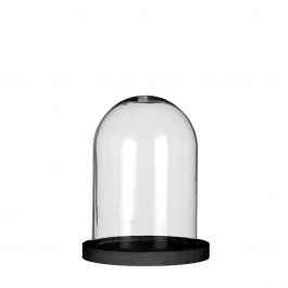 Glasklocka med svart träfot Ø12cm H.16cm (1 st.) [IFS-29823]
