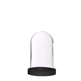 Glasklocka med svart träfot Ø10cm (1 st.) [IFS-29828]