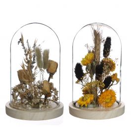 Glasburk med torkade blommor naturlig Ø12cm (1 st.) [IFS-29834]