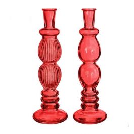 Ljusstake Florance Röd H: 28 x Ø9 cm (6 st) [IFS-29917]