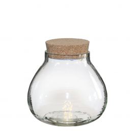 Glass cylinder with LED in cork lid 14cm high (1 pcs.) [IFS-30184]