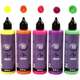 3D-liner, neonfärger, 5x100 ml/ 1 förp. [HOB-30387]