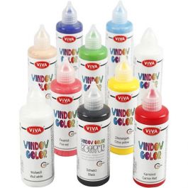 Fönsterfärg, mixade färger, 10x90 ml/ 1 förp. [HOB-304300]