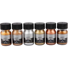 Art Metal Färg, nr. 5102, 5104, 5106, 5108, 5109, 5110, metallicfärger, 6x30 ml/ 1 förp. [HOB-30696]