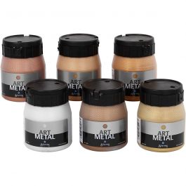 Art Metal Färg, nr. 5102, 5104, 5106, 5108, 5109, 5110, metallicfärger, 6x250 ml/ 1 förp. [HOB-30709]