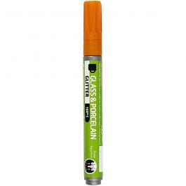 Glas- och Porslinstusch, glitter, spets 2-4 mm, semi opaque, orange, 1 st. [HOB-31301]