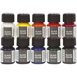 Glasfärg transparent, mixade färger, 10x30 ml/ 1 förp. [HOB-31680]