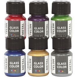 Glasfärg metall, mixade färger, 6x30 ml/ 1 förp. [HOB-31762]