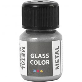 Glasfärg metall, silver, 30 ml/ 1 flaska [HOB-31775]
