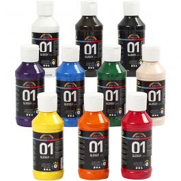 Akrylfärg Blank, mixade färger, 10x100 ml/ 1 förp. [HOB-32001]