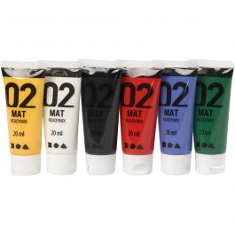Akrylfärg Matt, standardfärger, 6x20 ml/ 1 förp. [HOB-32101]