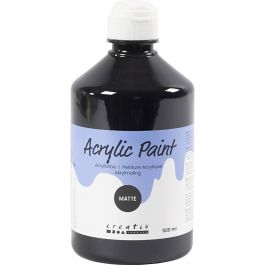 Akrylfärg Matt, svart, 500 ml/ 1 flaska [HOB-32104]