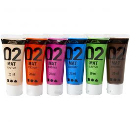 Akrylfärg Matt, kompletterande färger, 6x20 ml/ 1 förp. [HOB-32105]