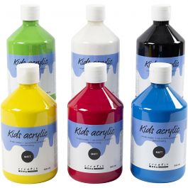 Akrylfärg Matt, primärfärger, 6x500 ml/ 1 förp. [HOB-32132]