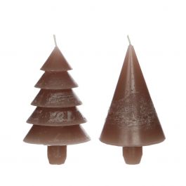 Ljus set 2 träd taupe 12cm hög (1 set, 6st) [IFS-32152]