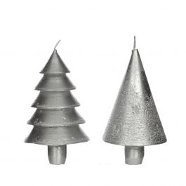 Ljus set 2 träd silver 12cm hög (1 set, 6st.) [IFS-32156]
