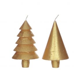 Ljus set 2 träd guld 12cm hög (1 set, 6st) [IFS-32159]