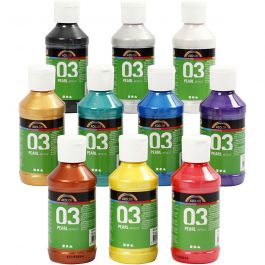 Akrylfärg Metallic, metallic, mixade färger, 10x120 ml/ 1 förp. [HOB-32201]