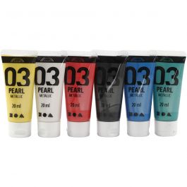 Akrylfärg Metallic, metallic, standardfärger, 6x20 ml/ 1 förp. [HOB-32203]