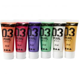 Akrylfärg Metallic, metallic, kompletterande färger, 6x20 ml/ 1 förp. [HOB-32205]