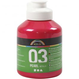 Akrylfärg Metallic, metallic, rosa, 500 ml/ 1 flaska [HOB-32214]