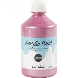 Akrylfärg Metallic, metallic, ljusröd, 500 ml/ 1 flaska [HOB-32216]