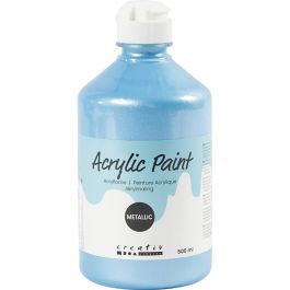 Akrylfärg Metallic, metallic, ljusblå, 500 ml/ 1 flaska [HOB-32220]