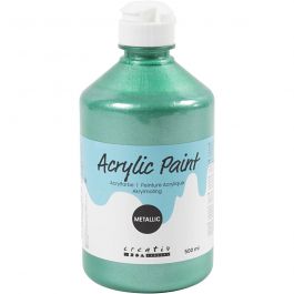 Akrylfärg Metallic, metallic, grön, 500 ml/ 1 flaska [HOB-32222]