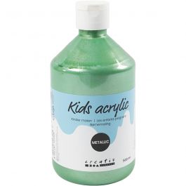 Akrylfärg Metallic, metallic, ljusgrön, 500 ml/ 1 flaska [HOB-32224]