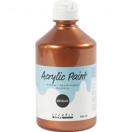 Akrylfärg Metallic, metallic, metallickoppar, 500 ml/ 1 flaska [HOB-32226]